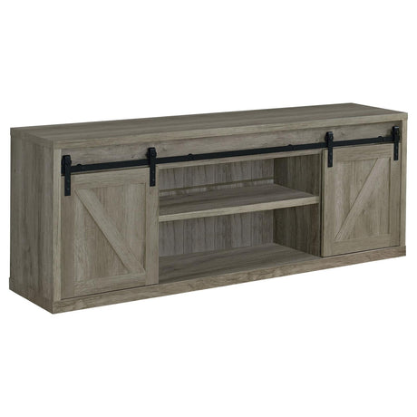 Brockton 71-inch 3-Shelf Sliding Doors TV Console Gray Driftwood