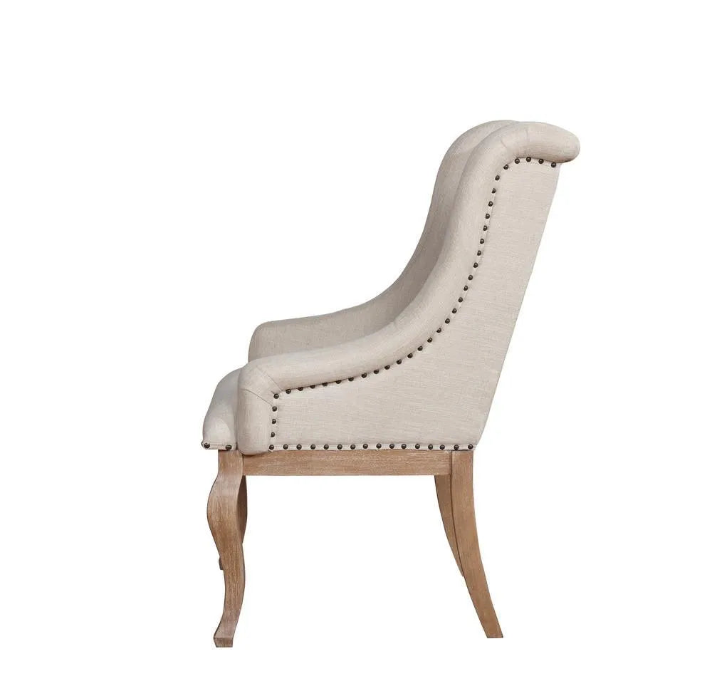 Brockway Cove Cream and Barley Brown Tufted Arm Chairs, Set of 2 by Coaster at Eve Furniture