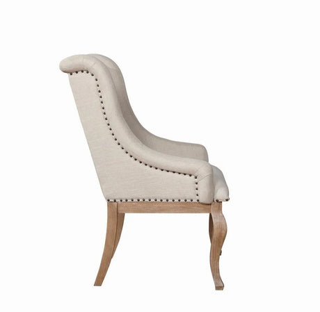 Brockway Cove Cream and Barley Brown Tufted Arm Chairs, Set of 2 by Coaster at Eve Furniture