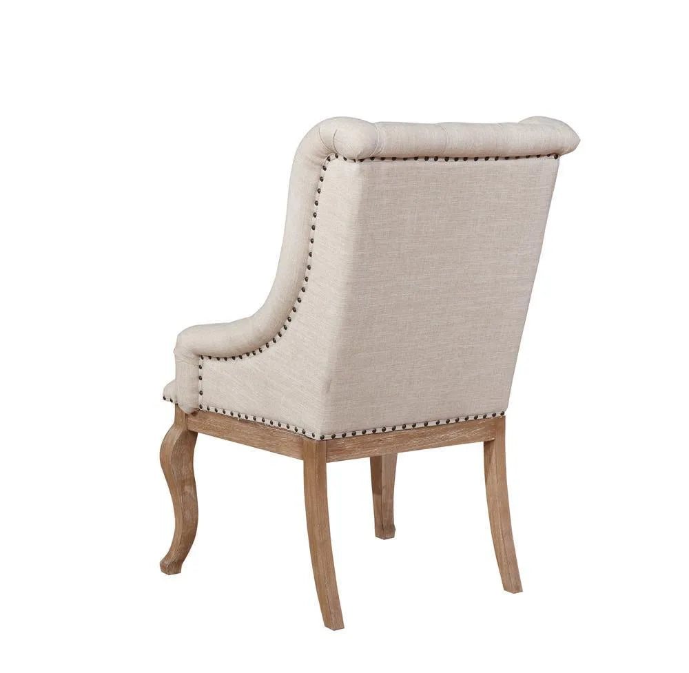 Brockway Cove Cream and Barley Brown Tufted Arm Chairs, Set of 2 by Coaster at Eve Furniture