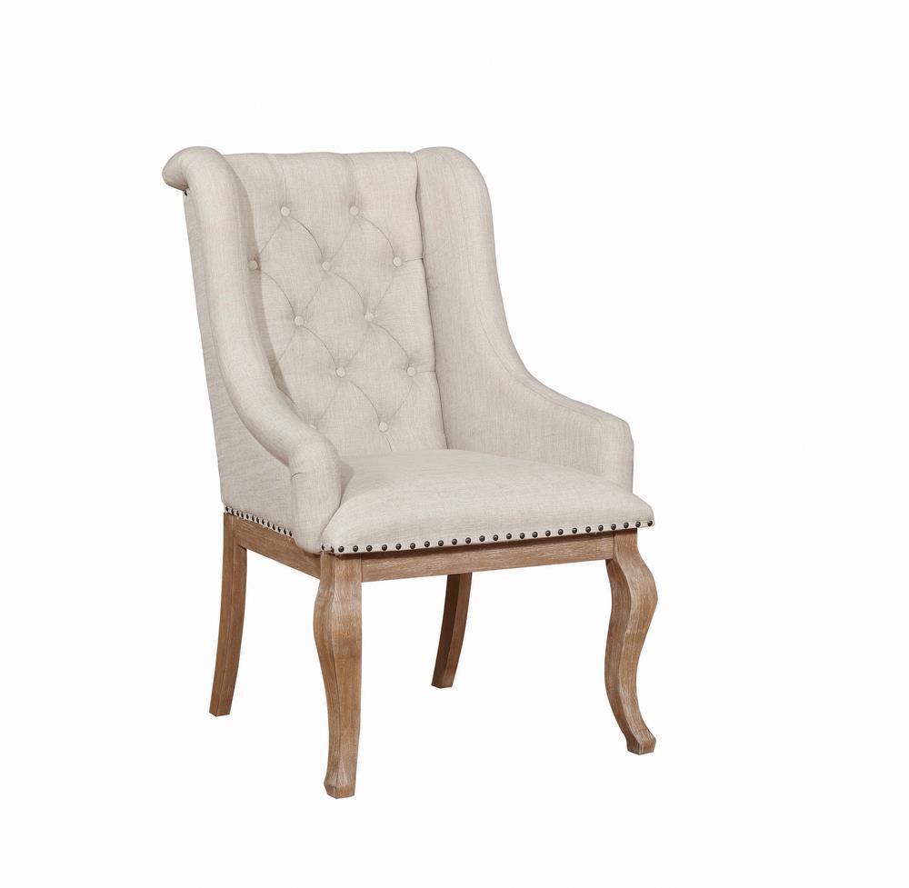 Brockway Cove Cream and Barley Brown Tufted Arm Chairs, Set of 2 by Coaster at Eve Furniture