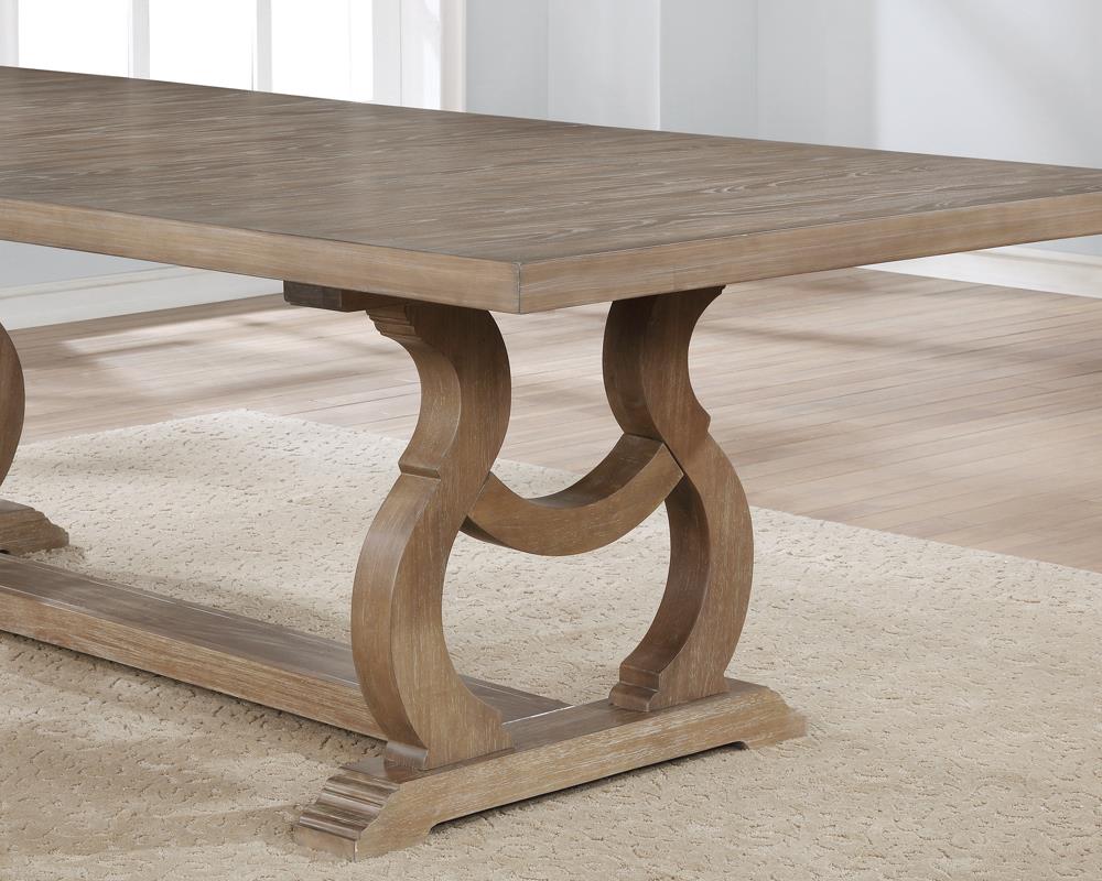 Brockway Cove Barley Brown Trestle Dining Table