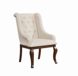 Brockway Cove Cream/Antique Java Tufted Arm Chairs, Set of 2