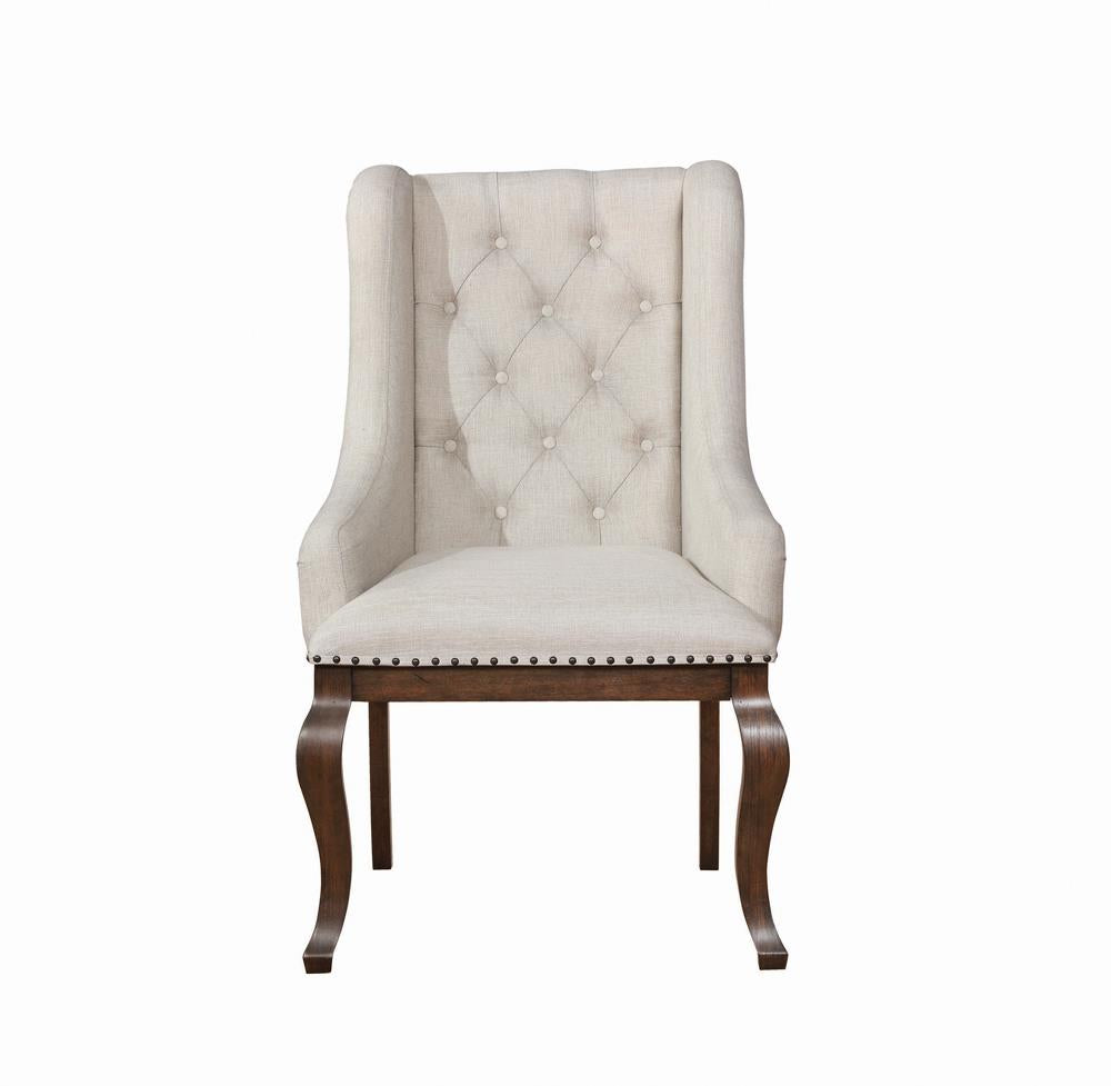 Brockway Cove Cream/Antique Java Tufted Arm Chairs, Set of 2