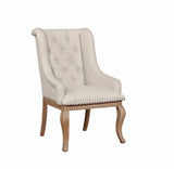 Brockway Cove Cream/Barley Brown Tufted Arm Chairs, Set of 2