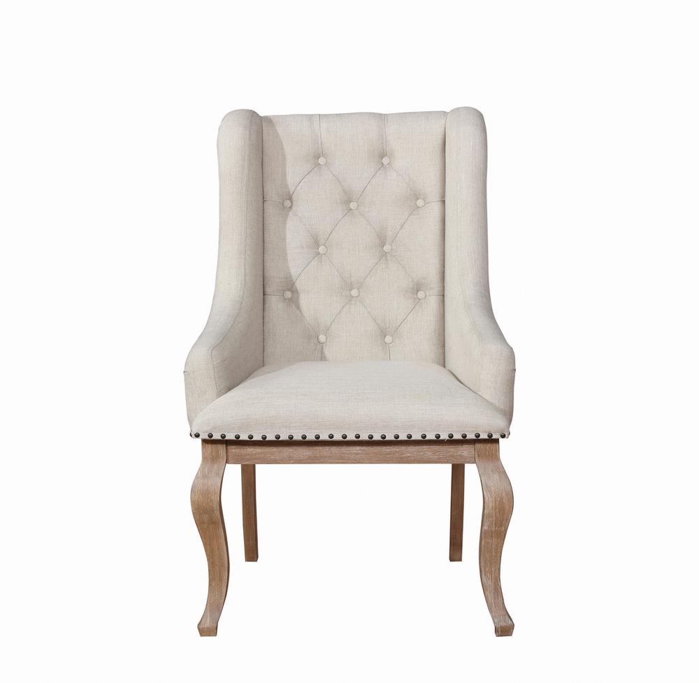 Brockway Cove Cream/Barley Brown Tufted Arm Chairs, Set of 2