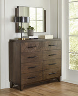 Broderick Chesser Mirror in Wild Oats Brown by Modus Furniture at Eve Furniture