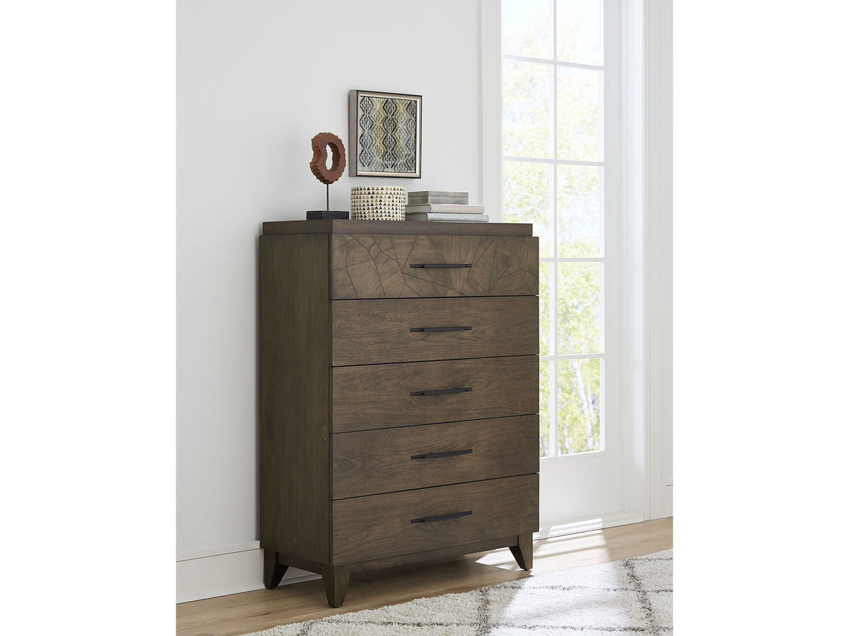 Broderick Five-Drawer Chest in Wild Oats Brown by Modus Furniture at Eve Furniture