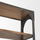 Brodie II Medium Brown Wood Black Ladder Four Shelf Shelving Unit by Mercana at Eve Furniture