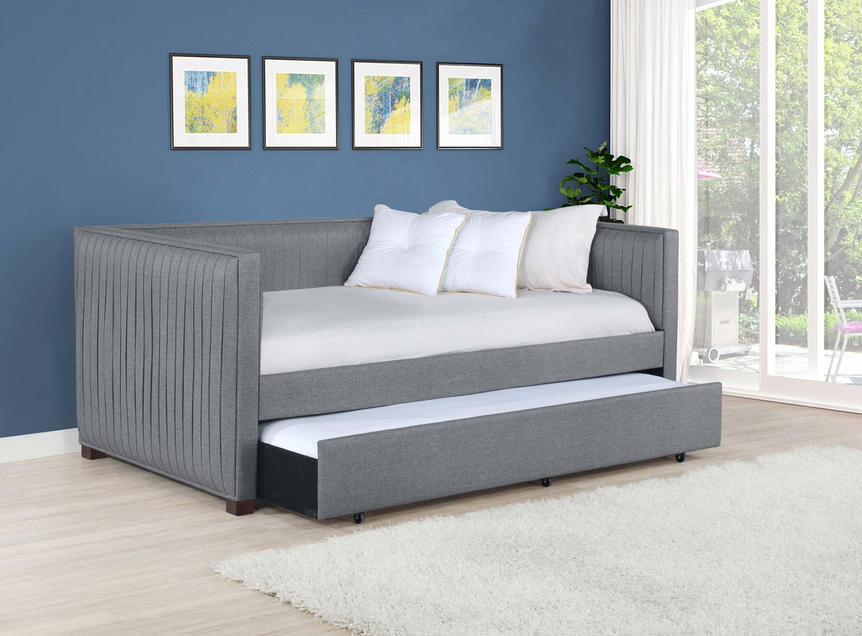 Brodie Gray Upholstered Twin Daybed with Trundle