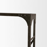 Brodie VII Brown Wood Gun-Metal Bracing Four Shelf Shelving Unit by Mercana at Eve Furniture