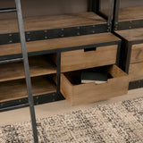 Brodie VIII Brown Wood Gun-Metal Ladder Four Shelf Shelving Unit by Mercana at Eve Furniture