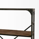 Brodie VIII Brown Wood Gun-Metal Ladder Four Shelf Shelving Unit by Mercana at Eve Furniture
