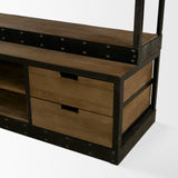 Brodie VIII Brown Wood Gun-Metal Ladder Four Shelf Shelving Unit by Mercana at Eve Furniture