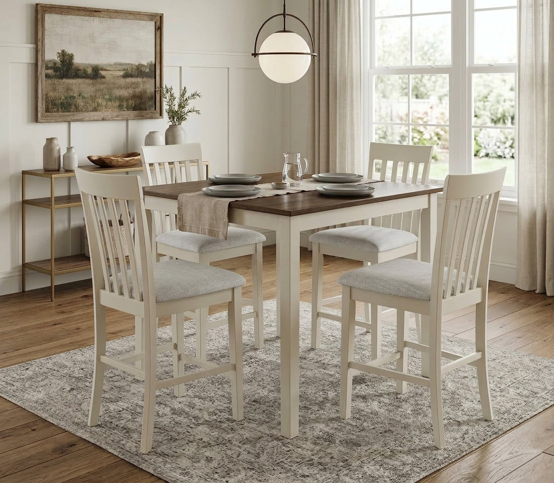 Brody White/Brown 5-Piece Counter Height Set by Crown Mark at Eve Furniture