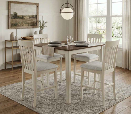 Brody White/Brown 5-Piece Counter Height Set by Crown Mark at Eve Furniture
