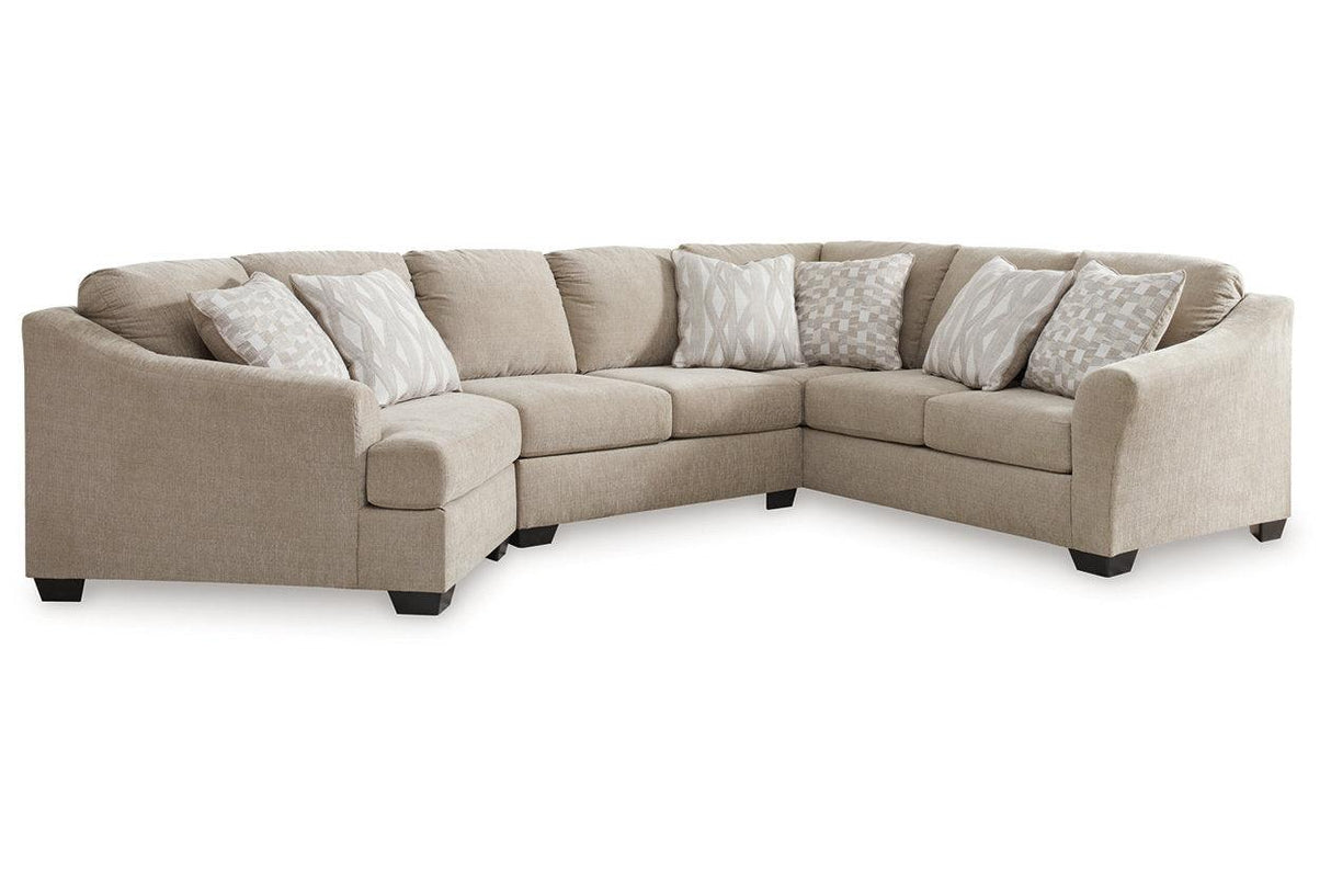 Brogan Bay Cork 3-Piece Left Arm Facing (LAF) Cuddler Sectional by Ashley at Eve Furniture
