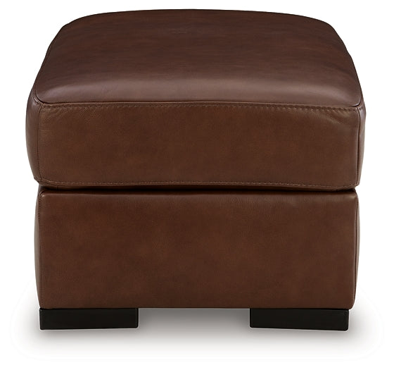Brogliano Canyon Leather Ottoman by Ashley at Eve Furniture