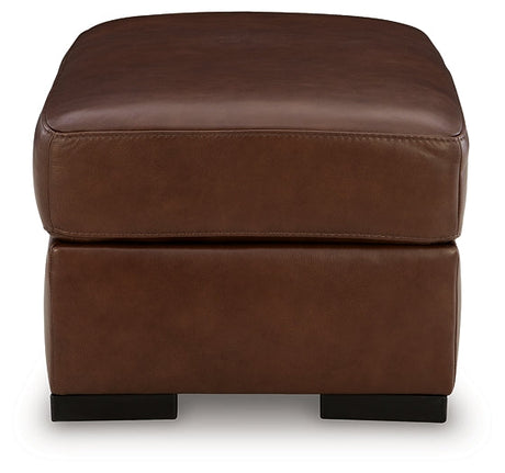 Brogliano Canyon Leather Ottoman by Ashley at Eve Furniture