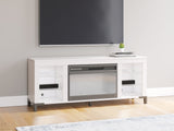 Brollevi White 60" TV Stand with Electric Fireplace