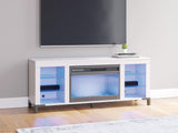 Brollevi White 60" TV Stand with Electric Fireplace by Ashley at Eve Furniture