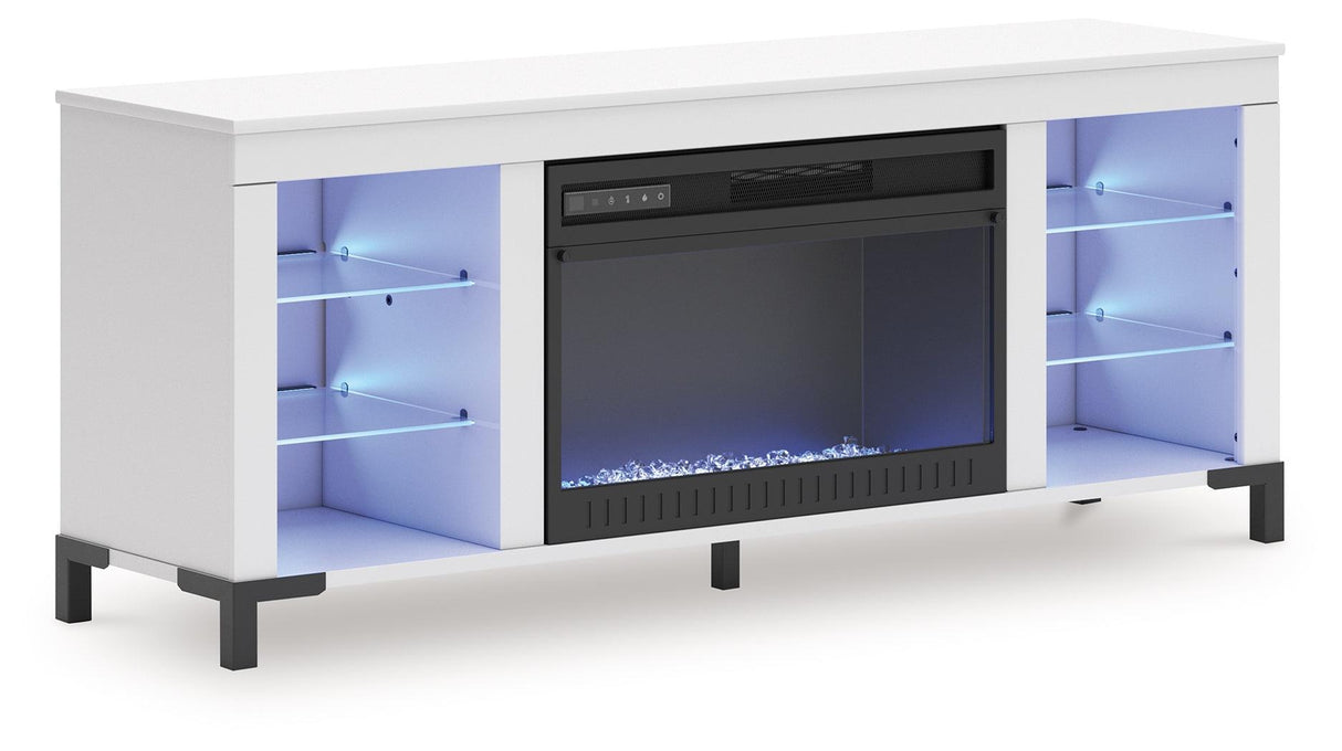 Brollevi White 60" TV Stand with Electric Fireplace by Ashley at Eve Furniture