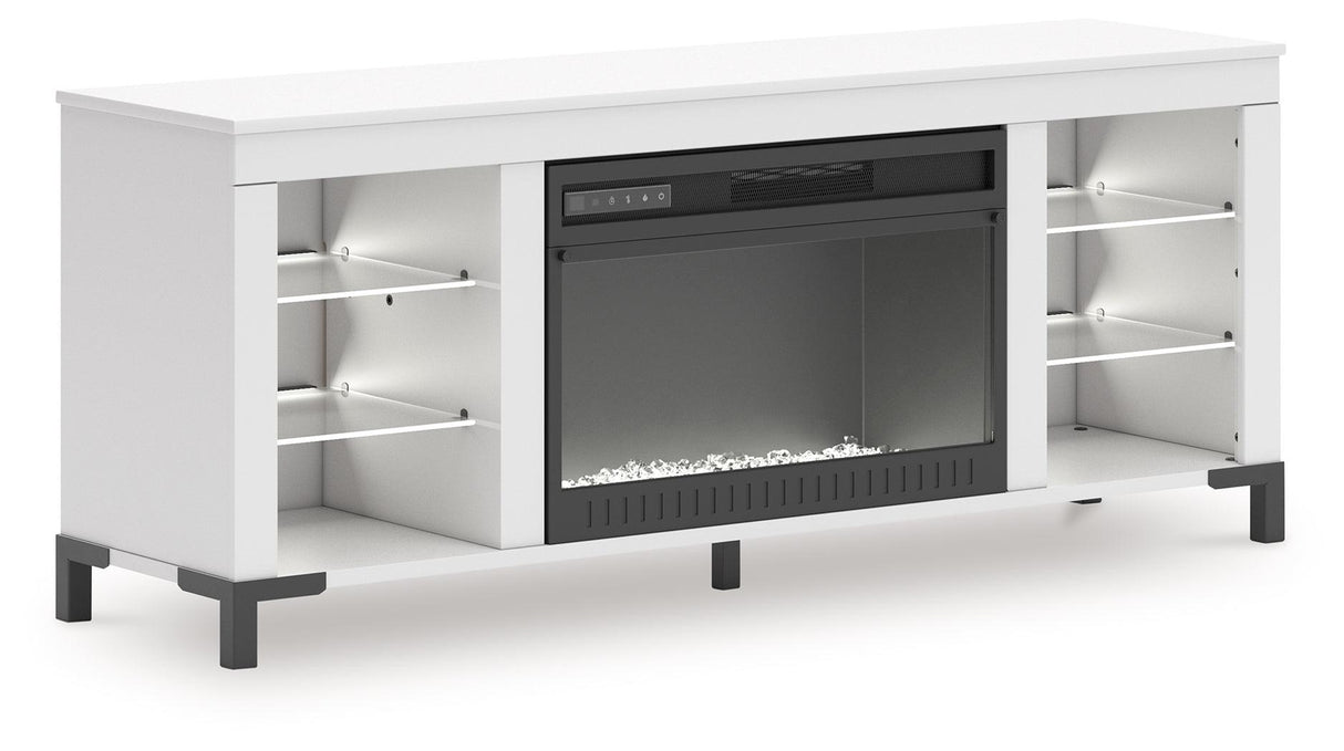 Brollevi White 60" TV Stand with Electric Fireplace by Ashley at Eve Furniture