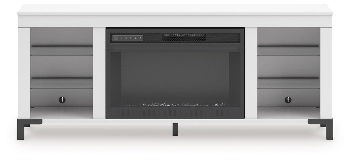 Brollevi White 60" TV Stand with Electric Fireplace by Ashley at Eve Furniture