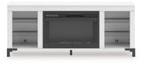 Brollevi White 60" TV Stand with Electric Fireplace by Ashley at Eve Furniture