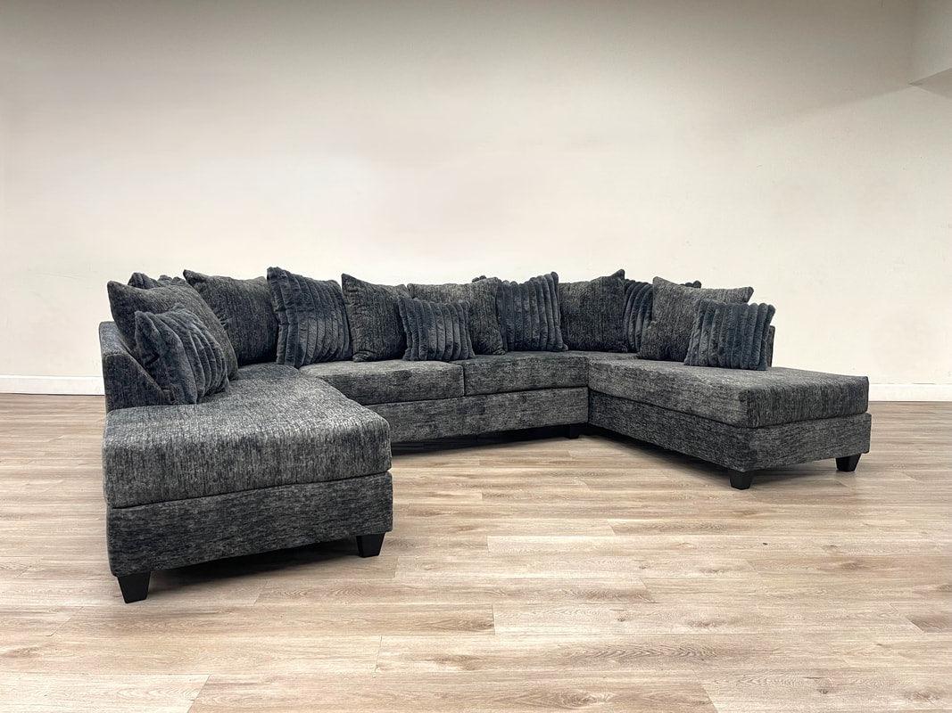 Brook Charcoal Double Chaise Sectional by Happy Homes at Eve Furniture