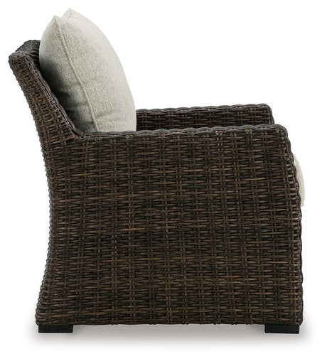 Brook Ranch Brown Outdoor Lounge Chair with cushion by Ashley at Eve Furniture