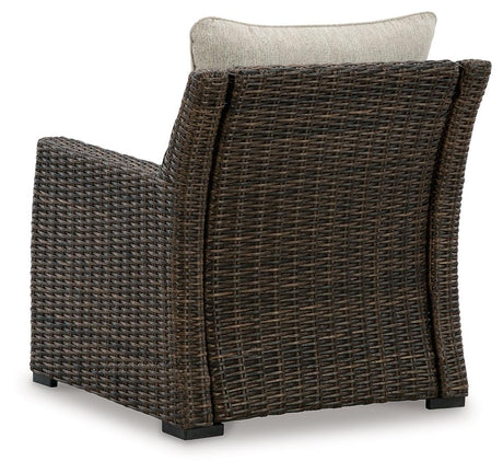 Brook Ranch Brown Outdoor Lounge Chair with cushion by Ashley at Eve Furniture