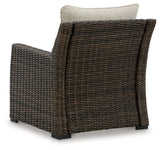 Brook Ranch Brown Outdoor Lounge Chair with cushion by Ashley at Eve Furniture