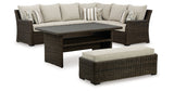 Brook Ranch Brown Outdoor Sectional Set with Coffee Table by Ashley at Eve Furniture