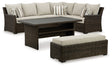 Brook Ranch Brown Outdoor Sectional Set with Coffee Table by Ashley at Eve Furniture