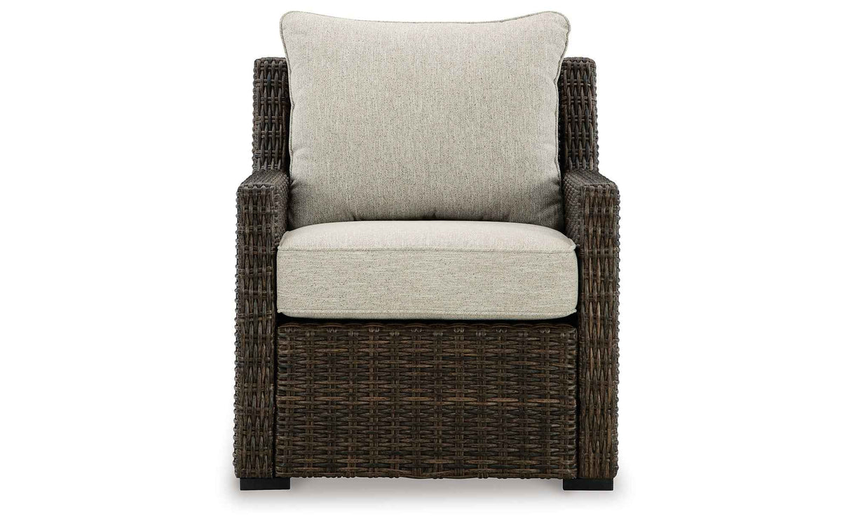 Brook Ranch Brown Outdoor Sectional Set with Lounge Chair and Coffee Table by Ashley at Eve Furniture