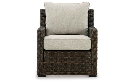 Brook Ranch Brown Outdoor Sectional Set with Lounge Chair and Coffee Table by Ashley at Eve Furniture