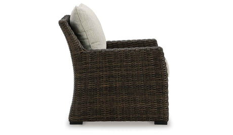 Brook Ranch Brown Outdoor Sectional Set with Lounge Chair and Coffee Table by Ashley at Eve Furniture