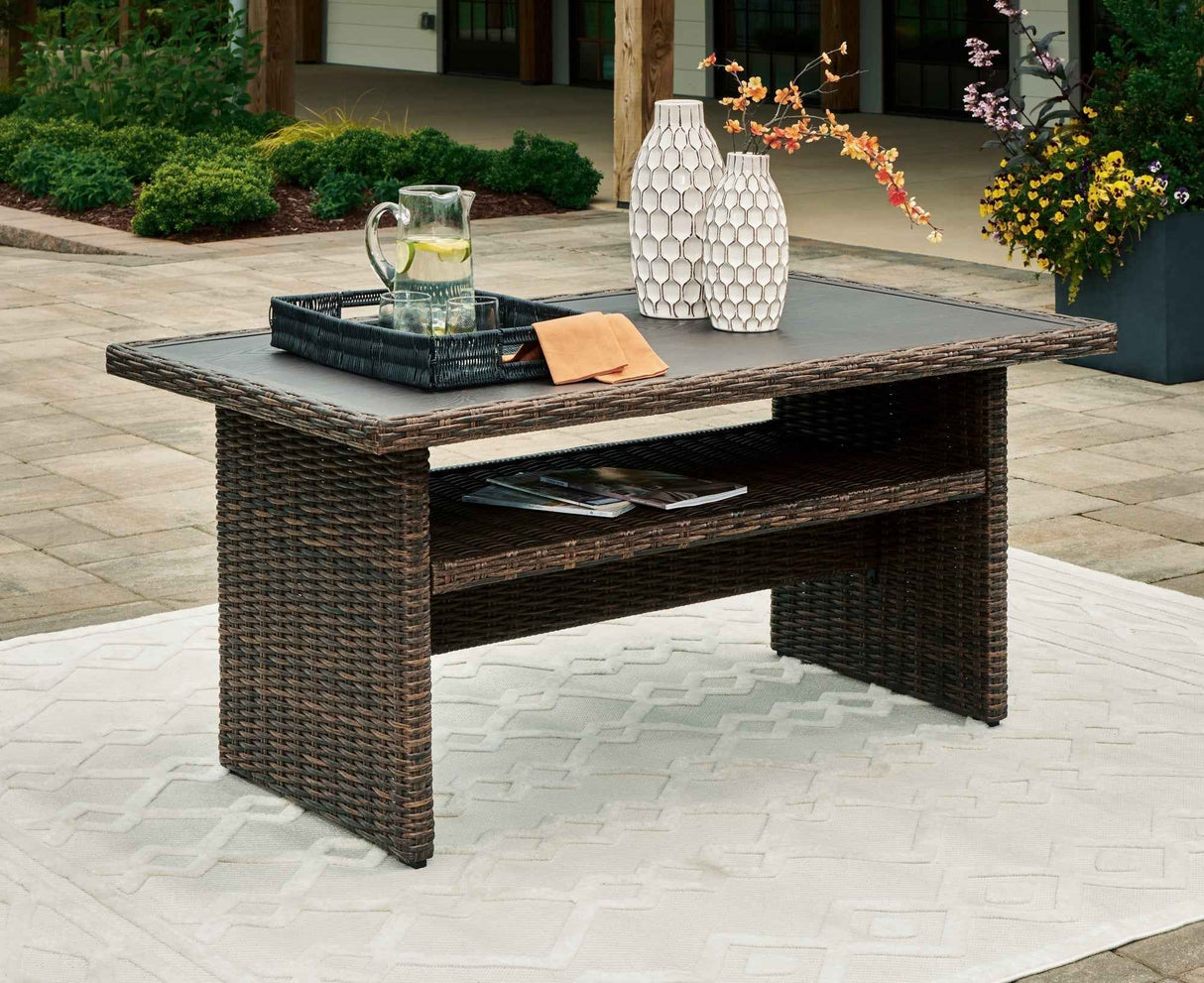Brook Ranch Brown Outdoor Sectional Set with Lounge Chair and Coffee Table by Ashley at Eve Furniture