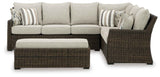 Brook Ranch Brown Outdoor Sectional Set with Lounge Chair and Coffee Table by Ashley at Eve Furniture