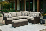 Brook Ranch Brown Outdoor Sectional Set with Lounge Chair and Coffee Table by Ashley at Eve Furniture