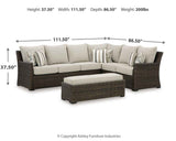 Brook Ranch Brown Outdoor Sectional Set with Lounge Chair and Coffee Table by Ashley at Eve Furniture