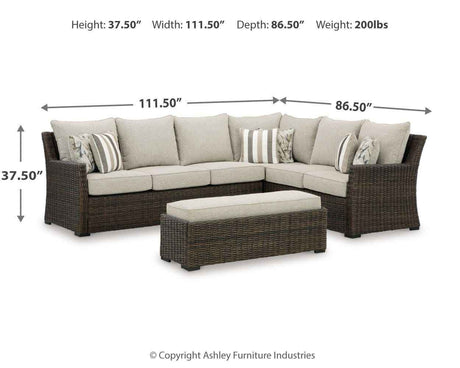 Brook Ranch Brown Outdoor Sectional Set with Lounge Chair and Coffee Table by Ashley at Eve Furniture