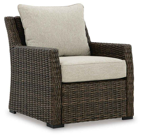 Brook Ranch Brown Outdoor Sectional Set with Lounge Chair and Coffee Table by Ashley at Eve Furniture
