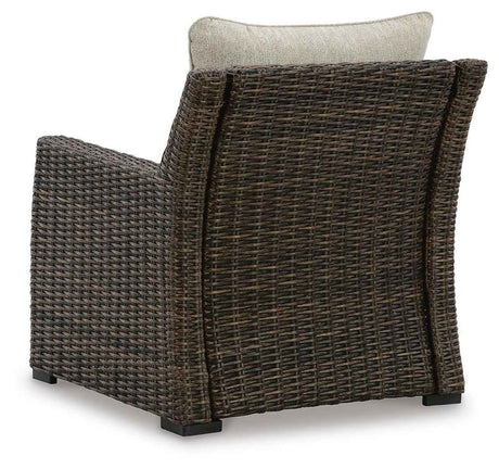 Brook Ranch Brown Outdoor Sectional Set with Lounge Chair and Coffee Table by Ashley at Eve Furniture