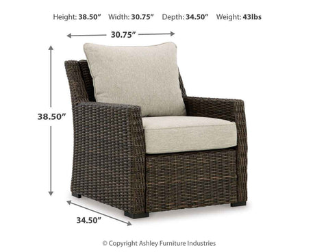 Brook Ranch Brown Outdoor Sectional Set with Lounge Chair and Coffee Table by Ashley at Eve Furniture