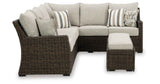 Brook Ranch Brown Outdoor Sectional Set with Lounge Chair and Coffee Table by Ashley at Eve Furniture