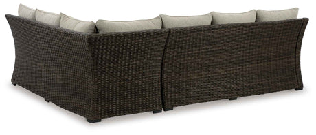 Brook Ranch Brown Outdoor Sectional Set with Lounge Chair and Coffee Table by Ashley at Eve Furniture