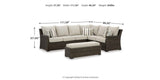 Brook Ranch Brown Outdoor Sectional Set with Lounge Chair and Coffee Table by Ashley at Eve Furniture