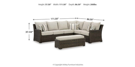 Brook Ranch Brown Outdoor Sectional Set with Lounge Chair and Coffee Table by Ashley at Eve Furniture
